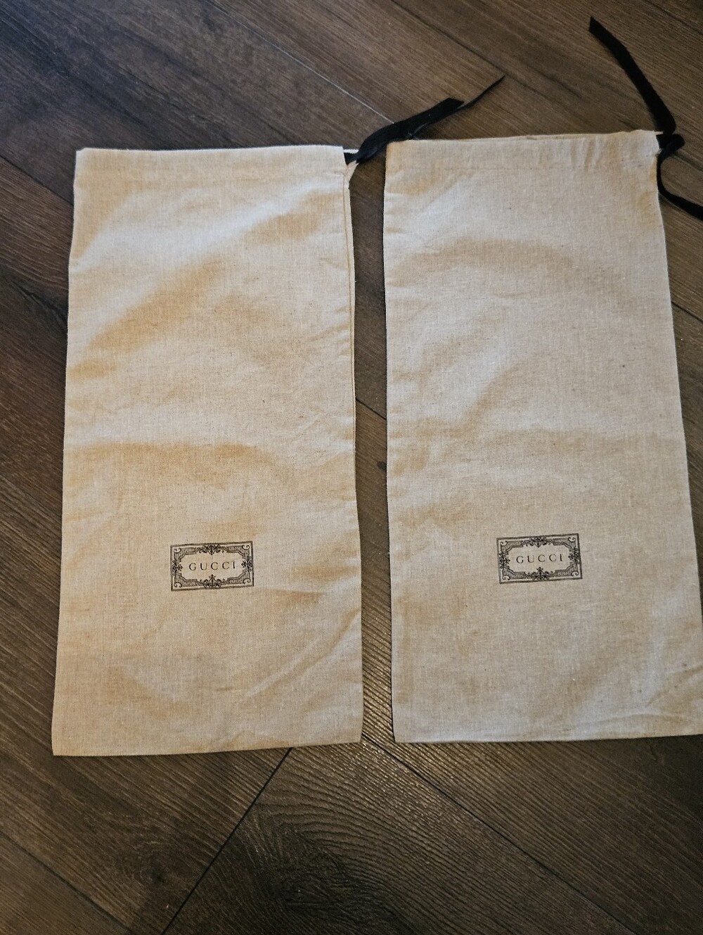 Authentic Gucci Cotton Dust Bags Set of 2 Drawstring Storage Bags